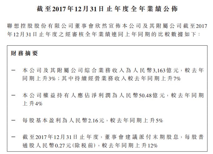 联想控股2017年净利润破50亿元，附君联、弘毅、联想之星投资成绩单