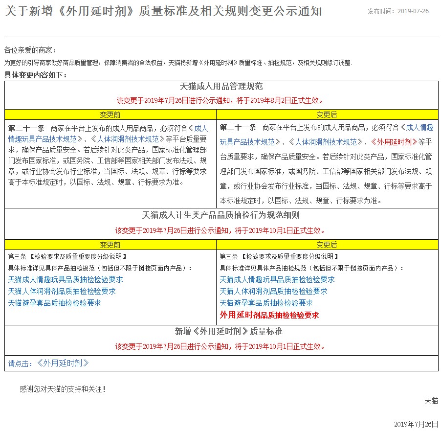 天猫新增《外用延时剂》质量标准 10月1日生效_零售_电商报 天猫新增《外用延时剂》质量标准 10月1日生效_零售_电商报