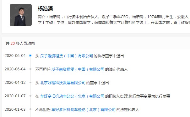 杨浩涌卸任瓜子融资租赁(中国)有限公司法定代表人_人物_电商报