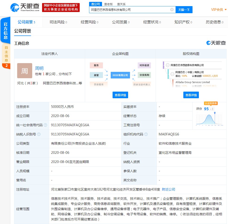 阿里云回应注册京西公司：因注册地在北京西边的张家口_零售_电商报